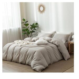 Home Duvet Cover Set Gray Size Queen